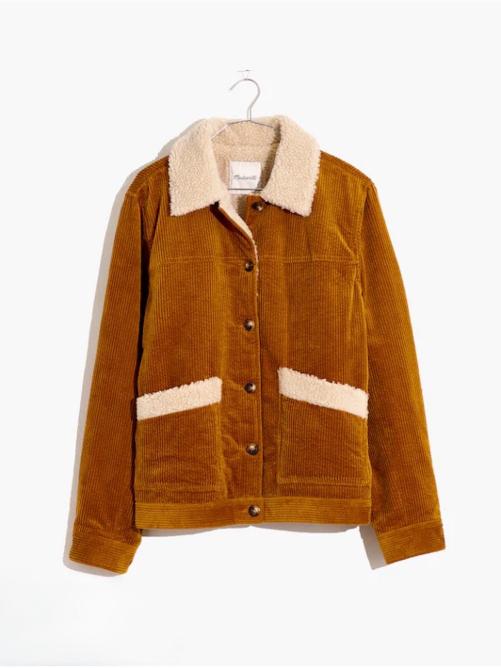Madewell Sherpa Lined Corduroy Swing Chore Coat Size Small Golden Yellow